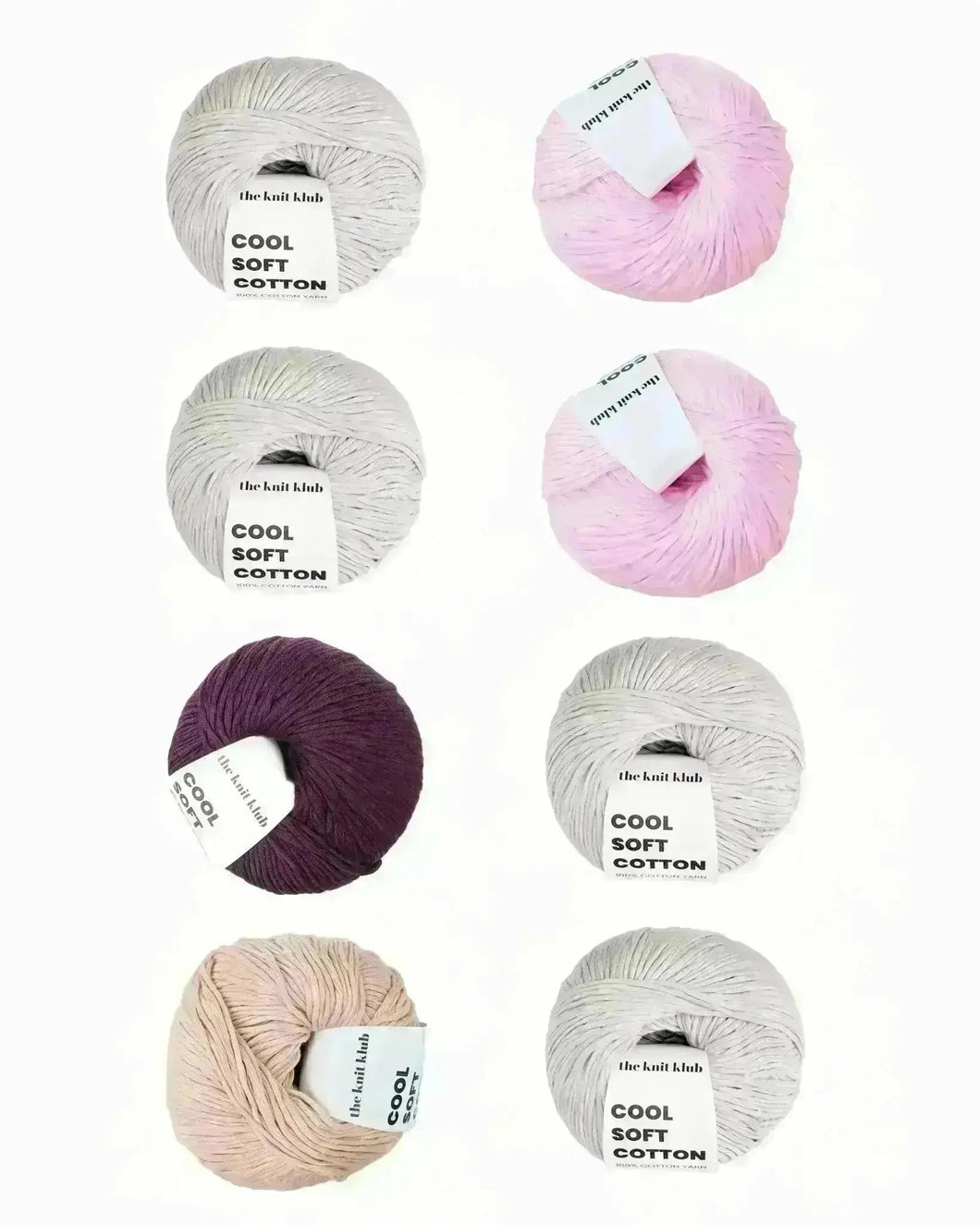 8 - Pack of Cool Soft Cotton Yarn - The Knit Klub Cotton yarn 0